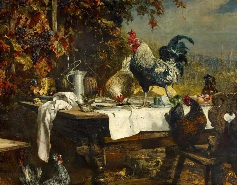 Natura morta con gallo